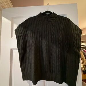 Banana Republic Black Cable-Knit Mock Neck Sweater Vest